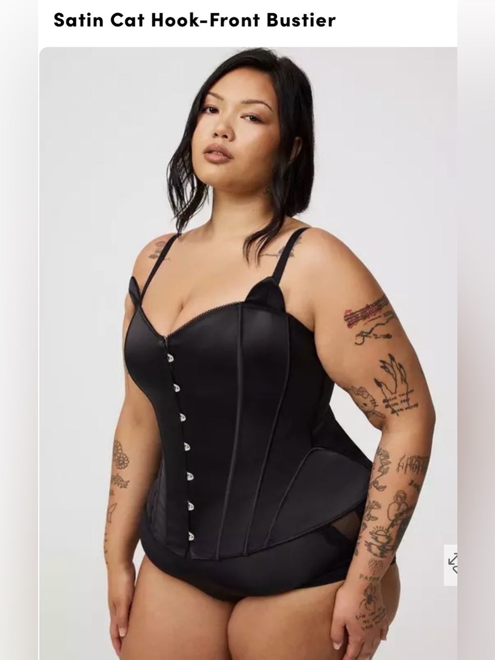 *NWT* Torrid Satin Cat Hook-Front Bustier - Black Size 2X